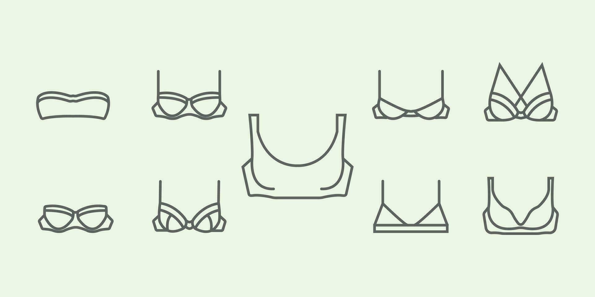 set bra logo line art minimalist illustration design icon vector