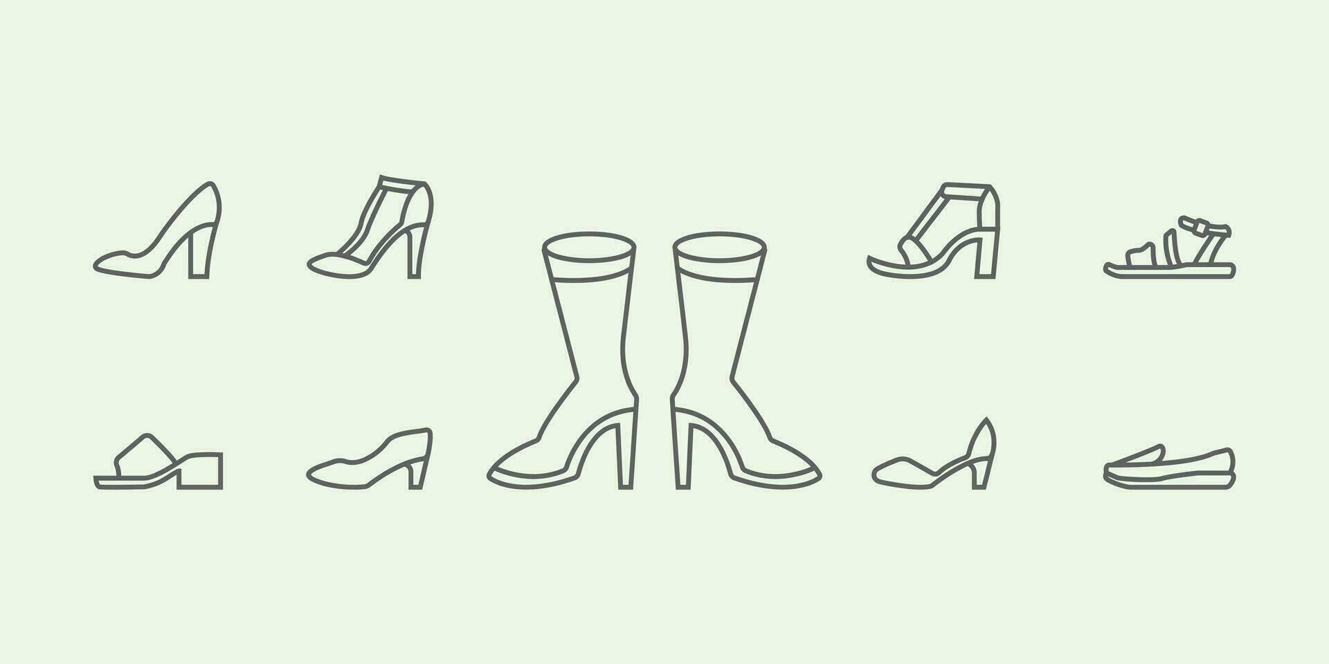 conjunto Zapatos mujer logo línea Arte minimalista ilustración diseño tienda vector