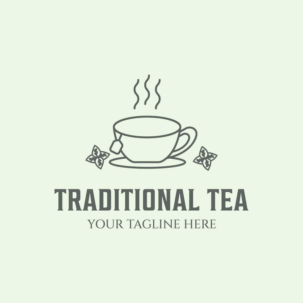 China tradicional té logo línea diseño minimalista icono Arte vector