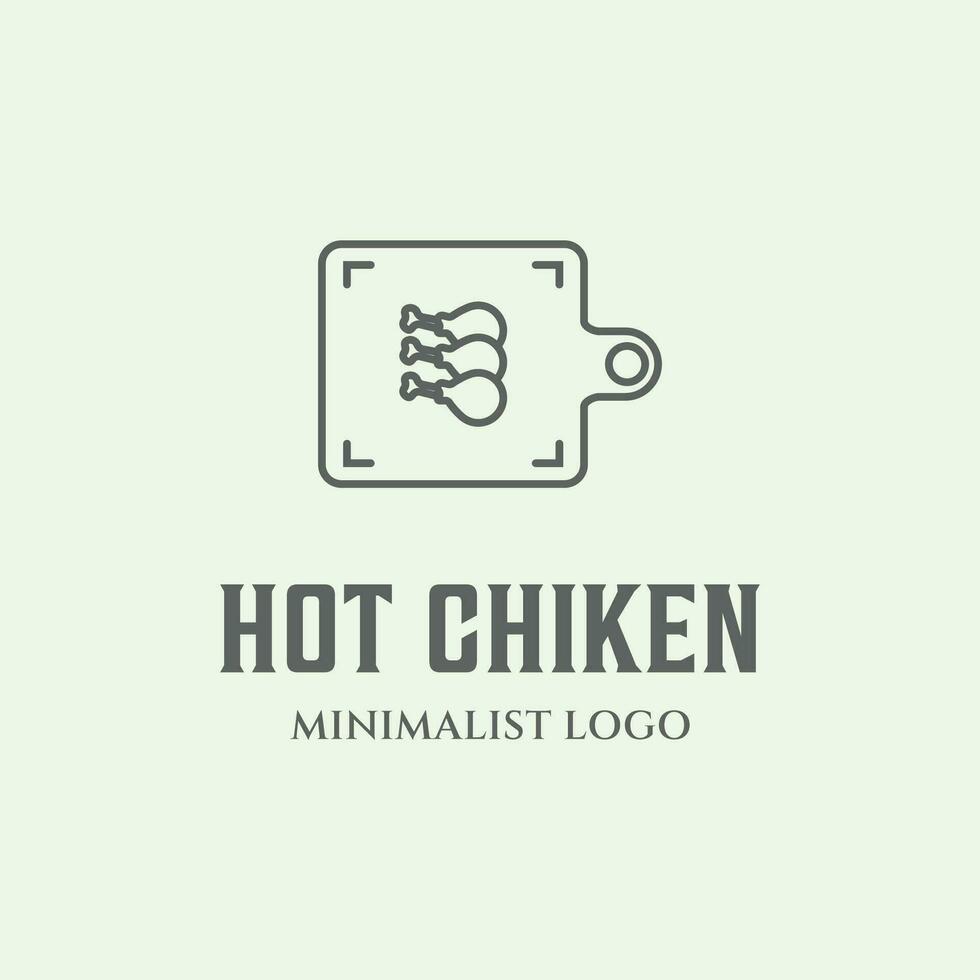 hot chicken logo art line vector design minimalist