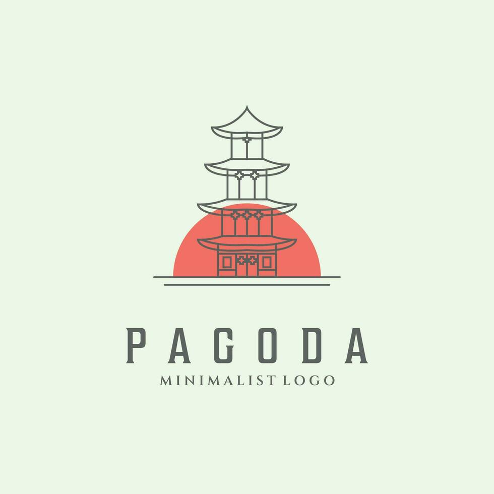 pagoda logo line art building minimalist traditional icon design vector