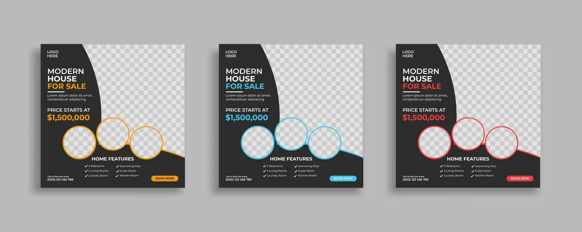 Real estate social media post design vector template Free Vector