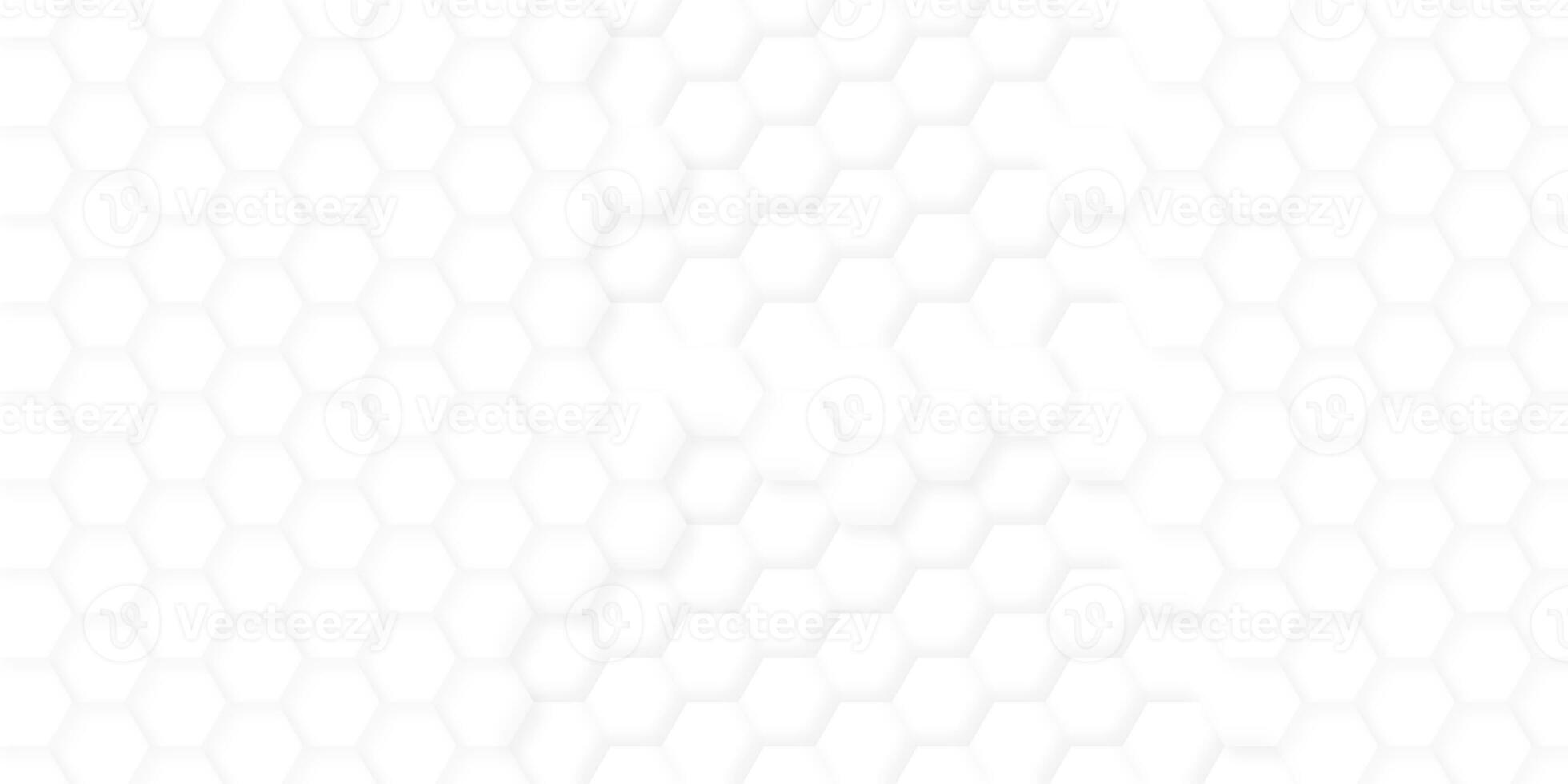 Abstract white geometric hexagon with futuristic technology digital hi-tech concept background. photo