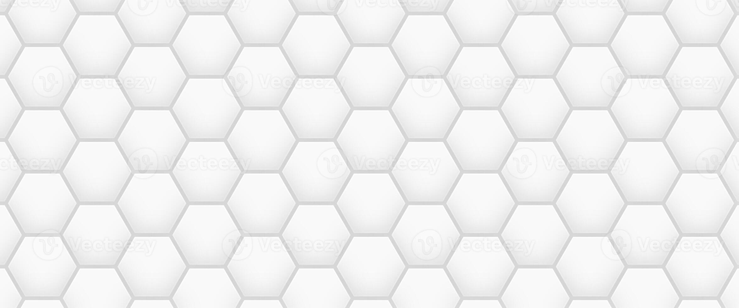 Futuristic honeycomb mosaic white background. Realistic geometric mesh cells texture. photo