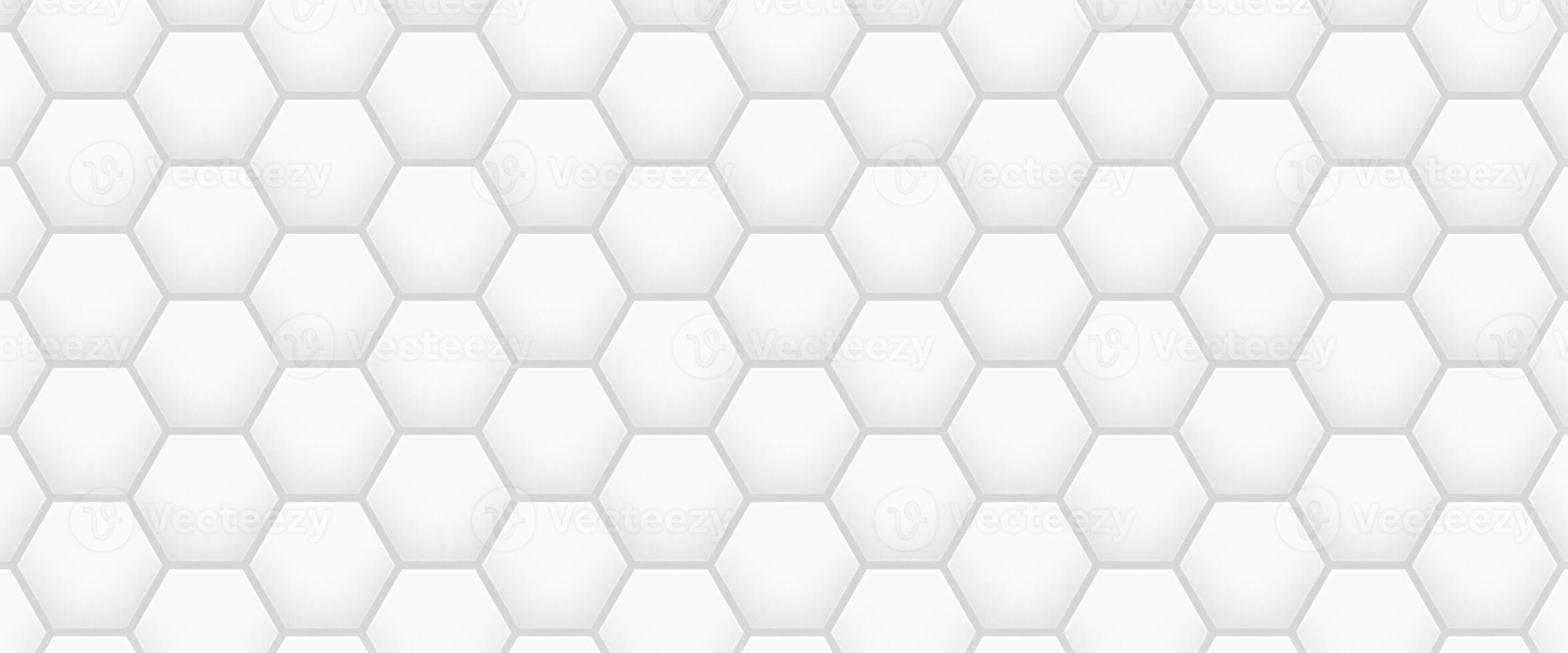 Futuristic honeycomb mosaic white background. Realistic geometric mesh cells texture. photo