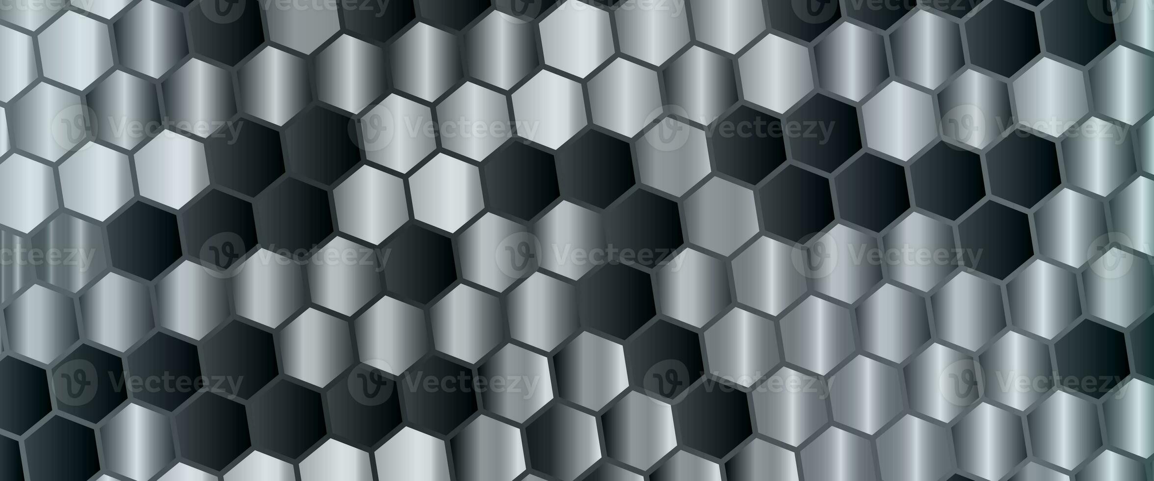 Hexagonal modern metal background. Abstract hexagon geometric surface. Black hexagonal background. Luxury grey pattern. Light and shadow. Illustration. photo