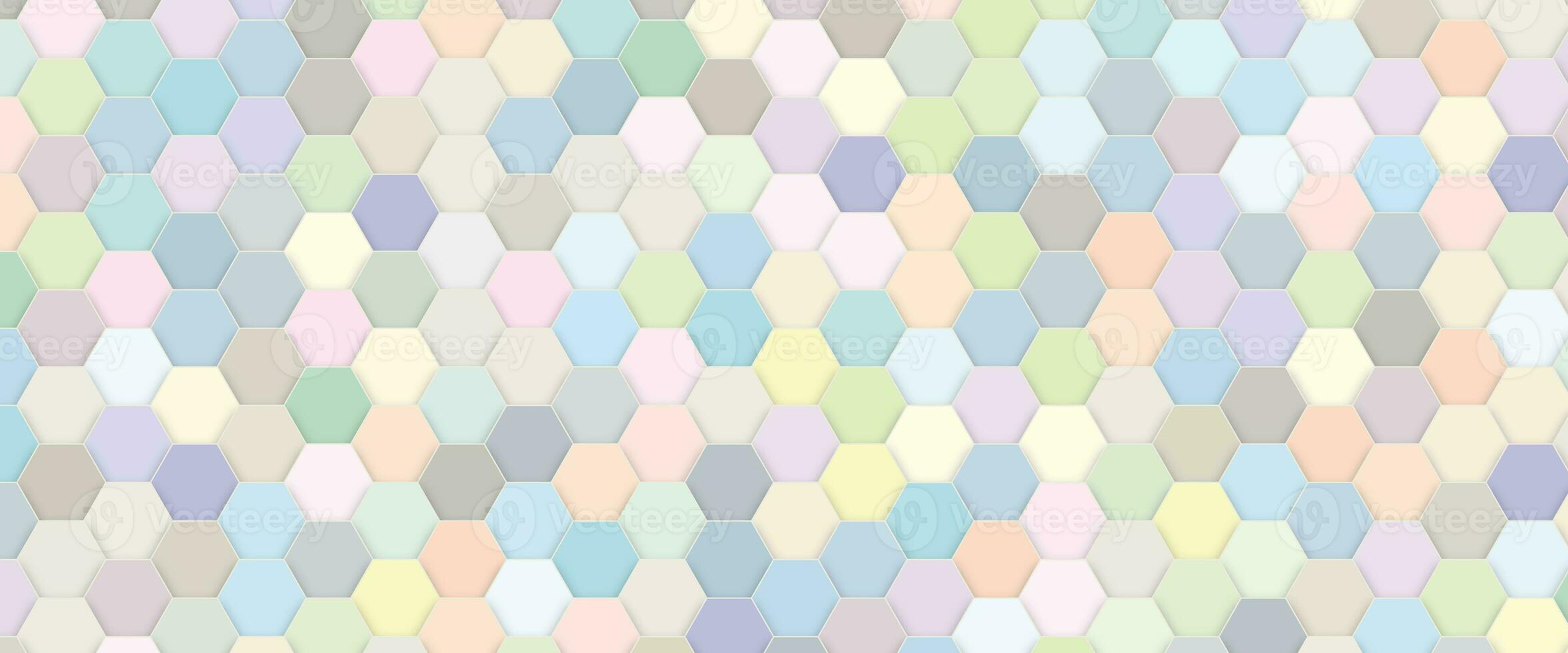 Abstract bright and colorful hexagon mosaic background. Beautiful colorful background of hexagonal shapes randomly. Hexagons line in luxury futuristic background. Fantasy style artistic wallpaper. photo