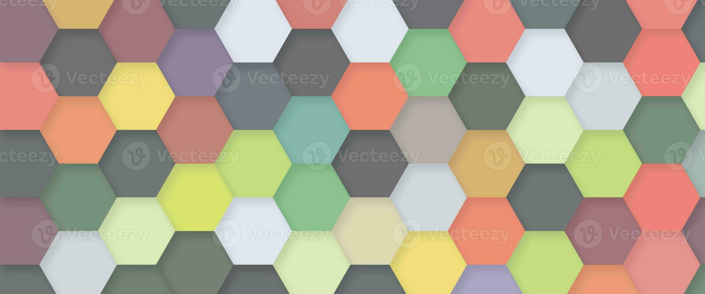 Hexagon abstract geometric shape background. Futuristic honeycomb mosaic pattern. Use for cover template, poster, banner web, flyer, print ad. Vector illustration photo