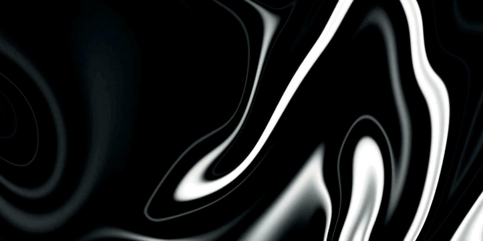 Black satin liquid background. Digital art abstract pattern. Abstract liquid metal close-up design. Smooth elegant black satin texture. Luxurious marble background design. vector