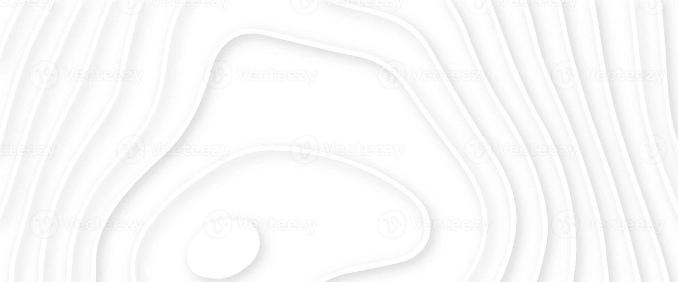 White paper cut white background. Abstract realistic papercut decoration textured with wavy layers and shadow. Topographic contour map abstract tech motion graphic design. photo
