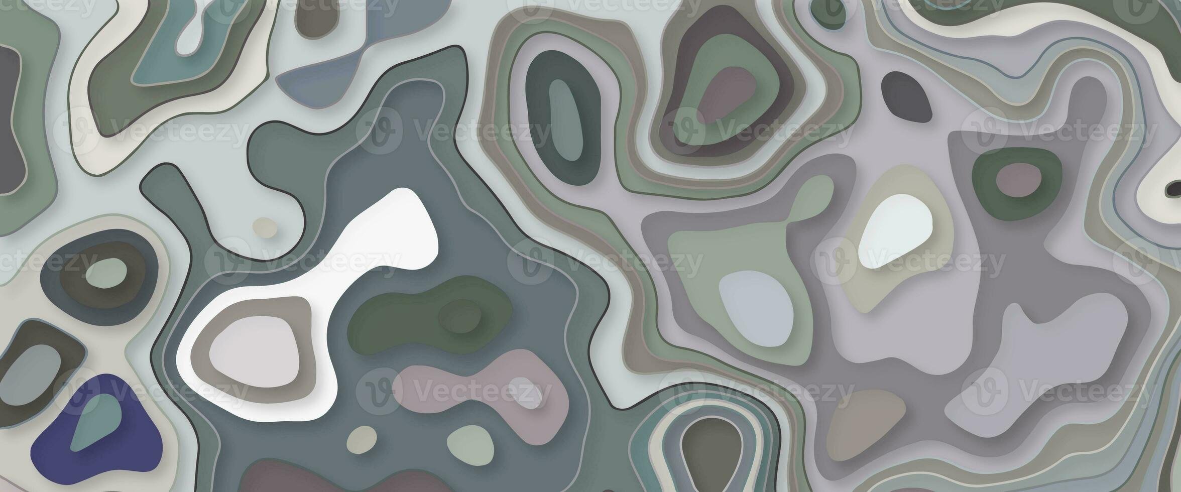Colorful gradient paper cut background with layered curves in realistic. Modern topography concept design or flowing liquid illustration for website template. Smooth origami art shape paper cut photo