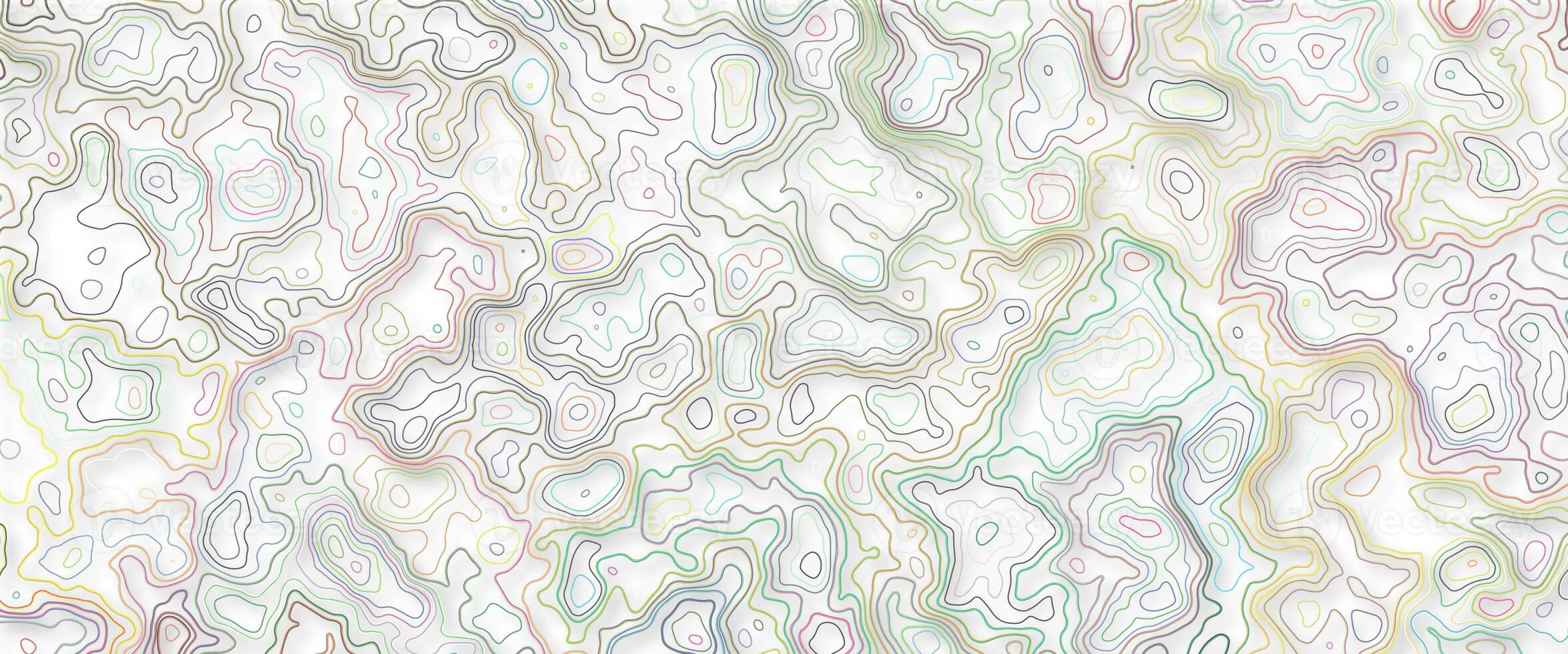 Topography relief. Outline cartography landscape. Abstract geographic background. illustration. Trendy cover with wavy colorful lines photo