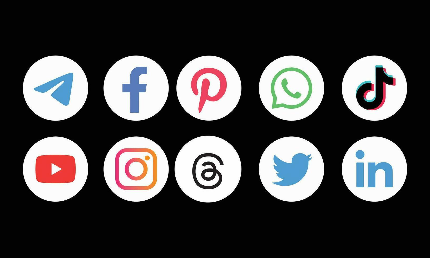 Collection of popular social media logo. vector