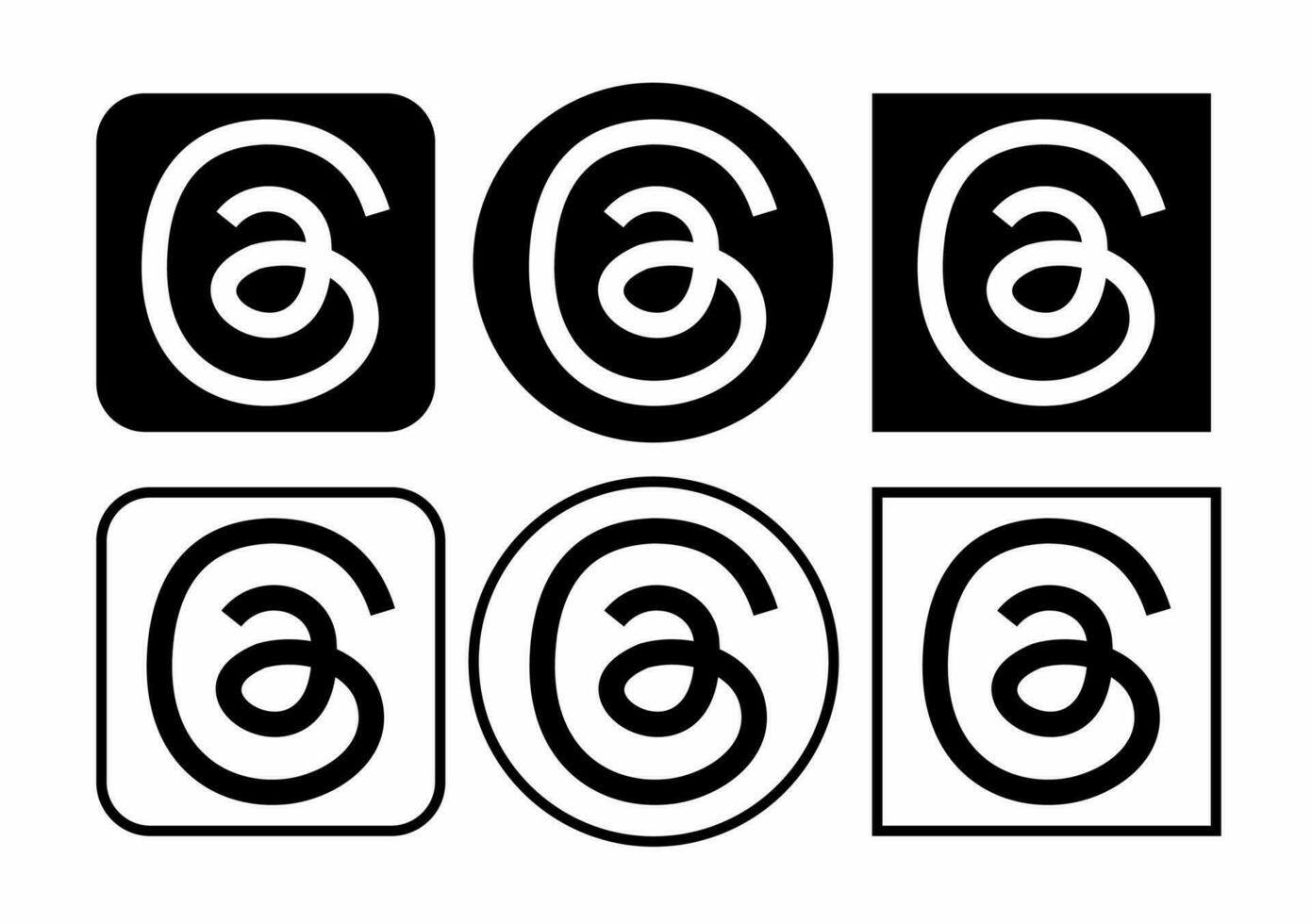 conjunto logo de hilos un instagram aplicación en negro y blanco aislado en blanco antecedentes. editorial logo gráfico vector