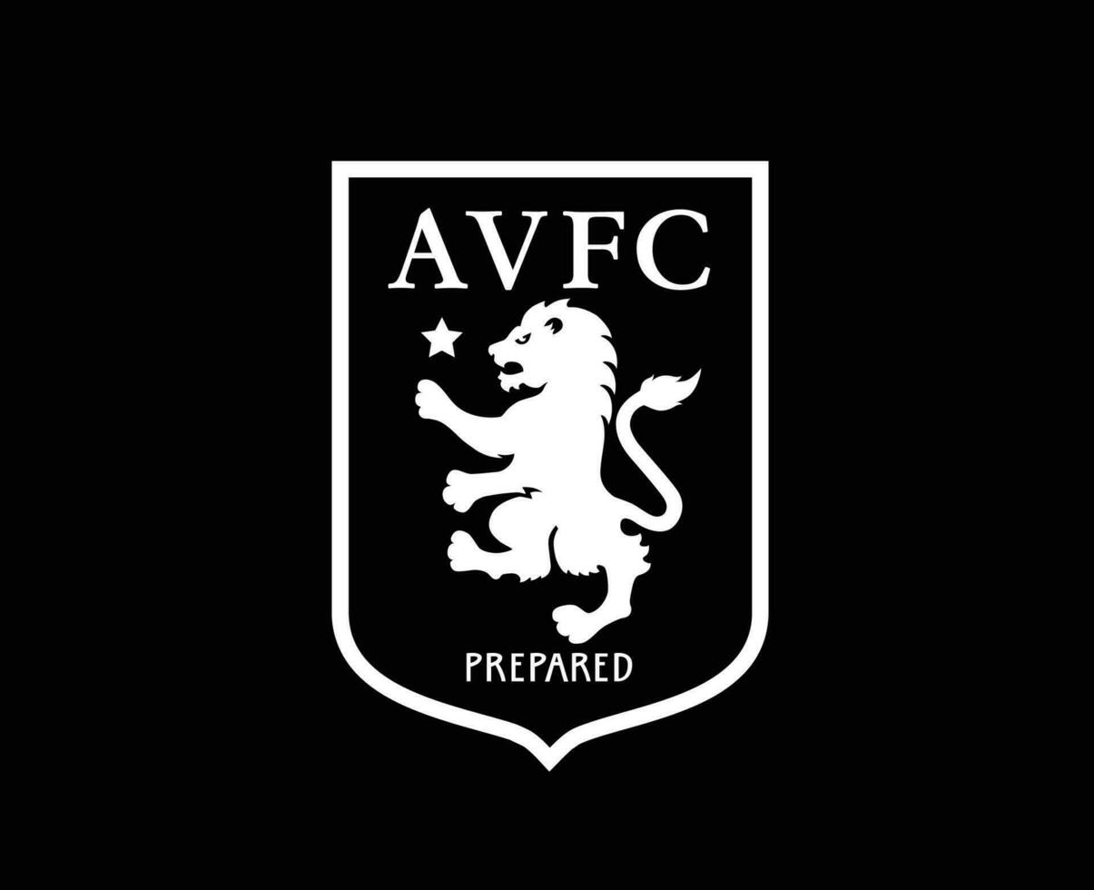 Aston Villa Club Symbol White Logo Premier League Football Abstract Design Vector Illustration With Black Background