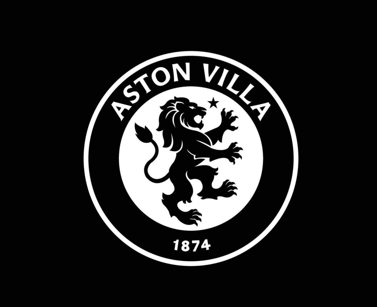 Aston Villa Club Logo Symbol White Premier League Football Abstract Design Vector Illustration With Black Background