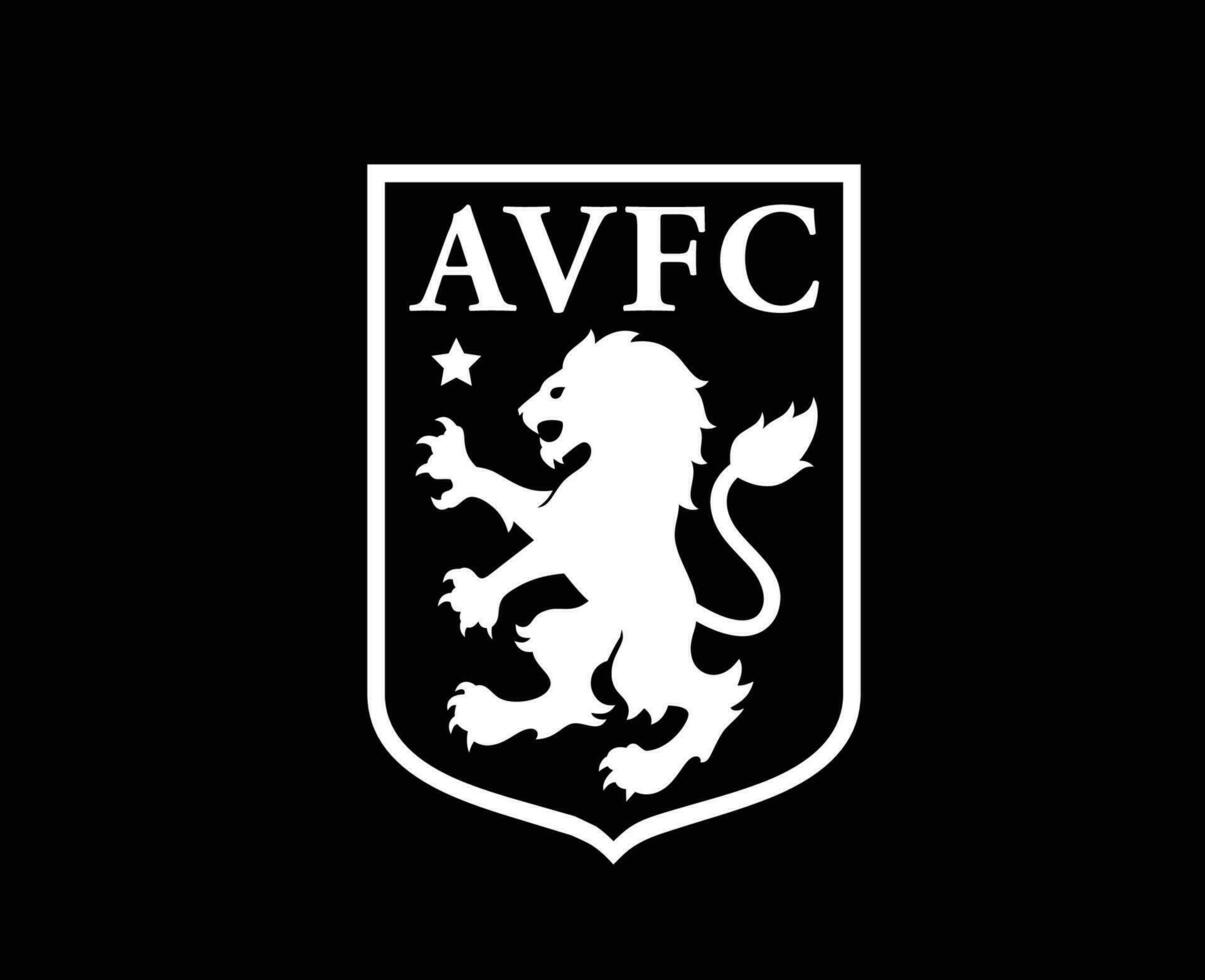 Aston Villa Club Logo White Symbol Premier League Football Abstract Design Vector Illustration With Black Background