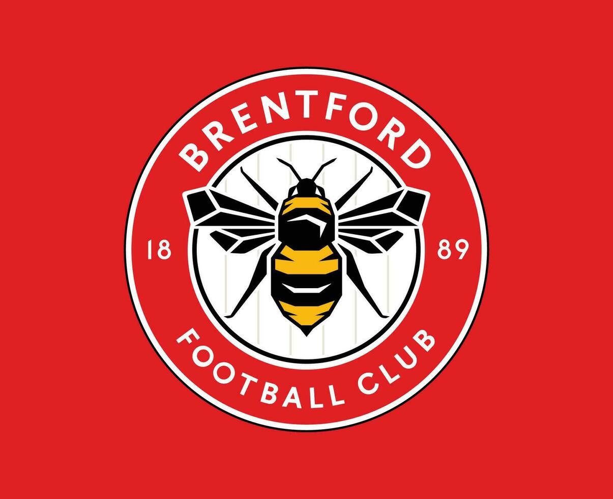 brentford club logo símbolo primer ministro liga fútbol americano resumen diseño vector ilustración con rojo antecedentes