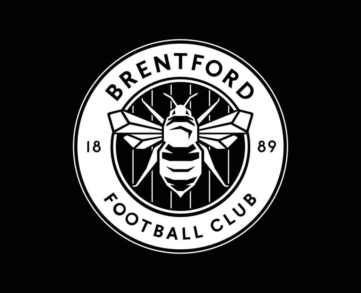 brentford club logo blanco símbolo primer ministro liga fútbol americano resumen diseño vector ilustración con negro antecedentes