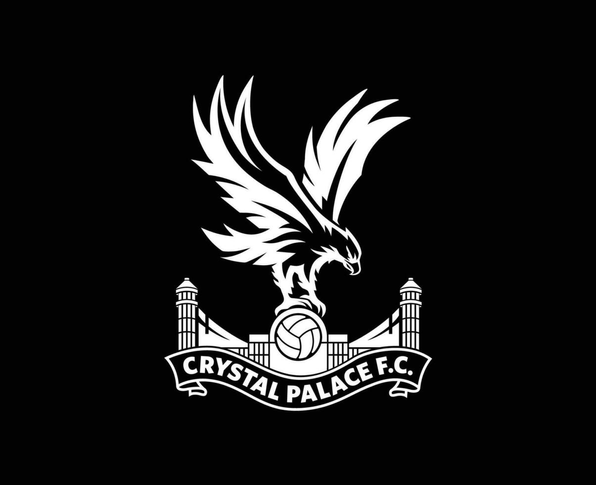 Crystal Palace Club Symbol White Logo Premier League Football Abstract Design Vector Illustration With Black Background