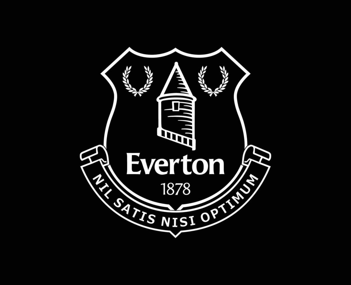 Everton Club Logo White Symbol Premier League Football Abstract Design Vector Illustration With Black Background