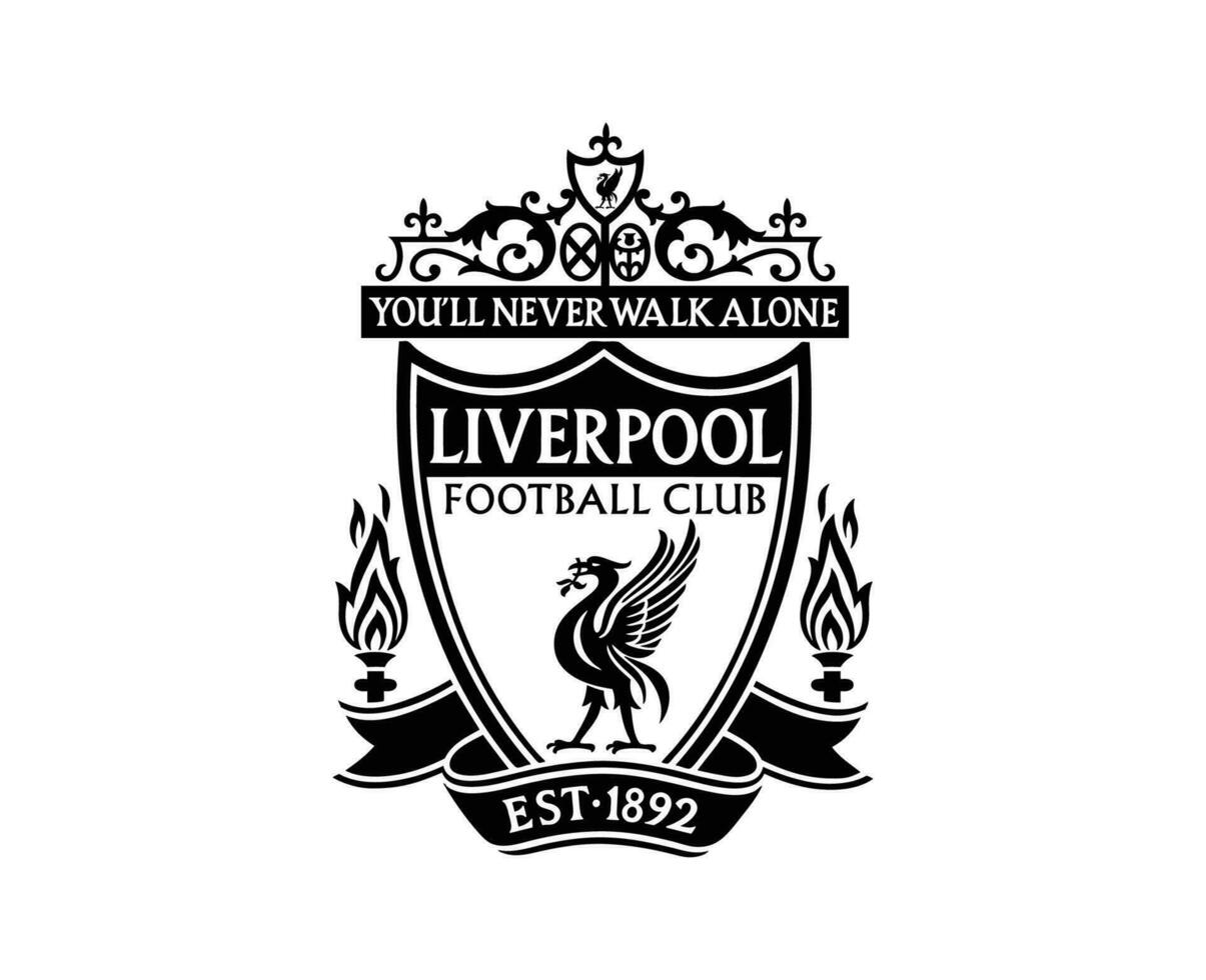 Liverpool club logo negro y blanco símbolo primer ministro liga fútbol americano resumen diseño vector ilustración