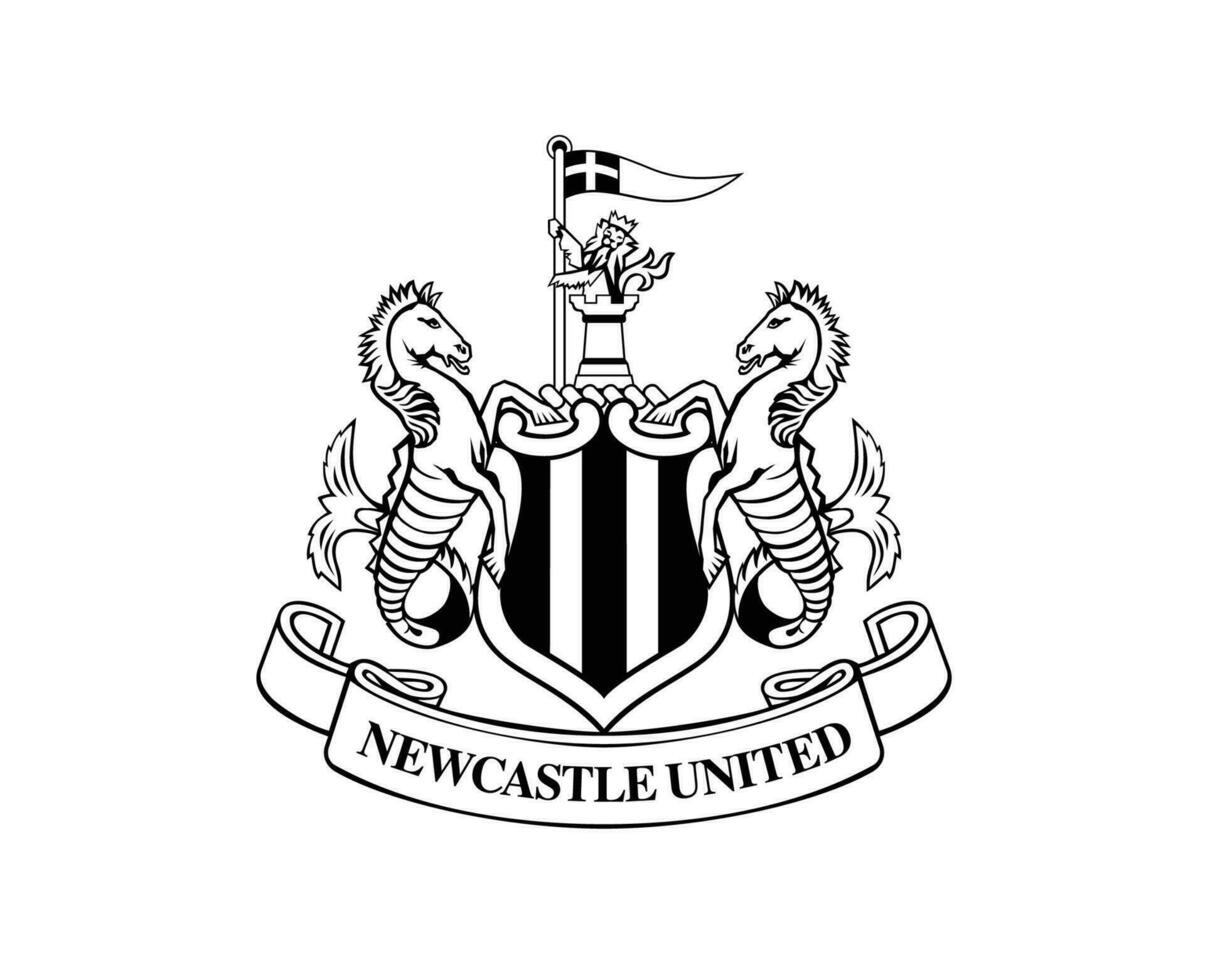 Newcastle unido club logo negro y blanco símbolo primer ministro liga fútbol americano resumen diseño vector ilustración