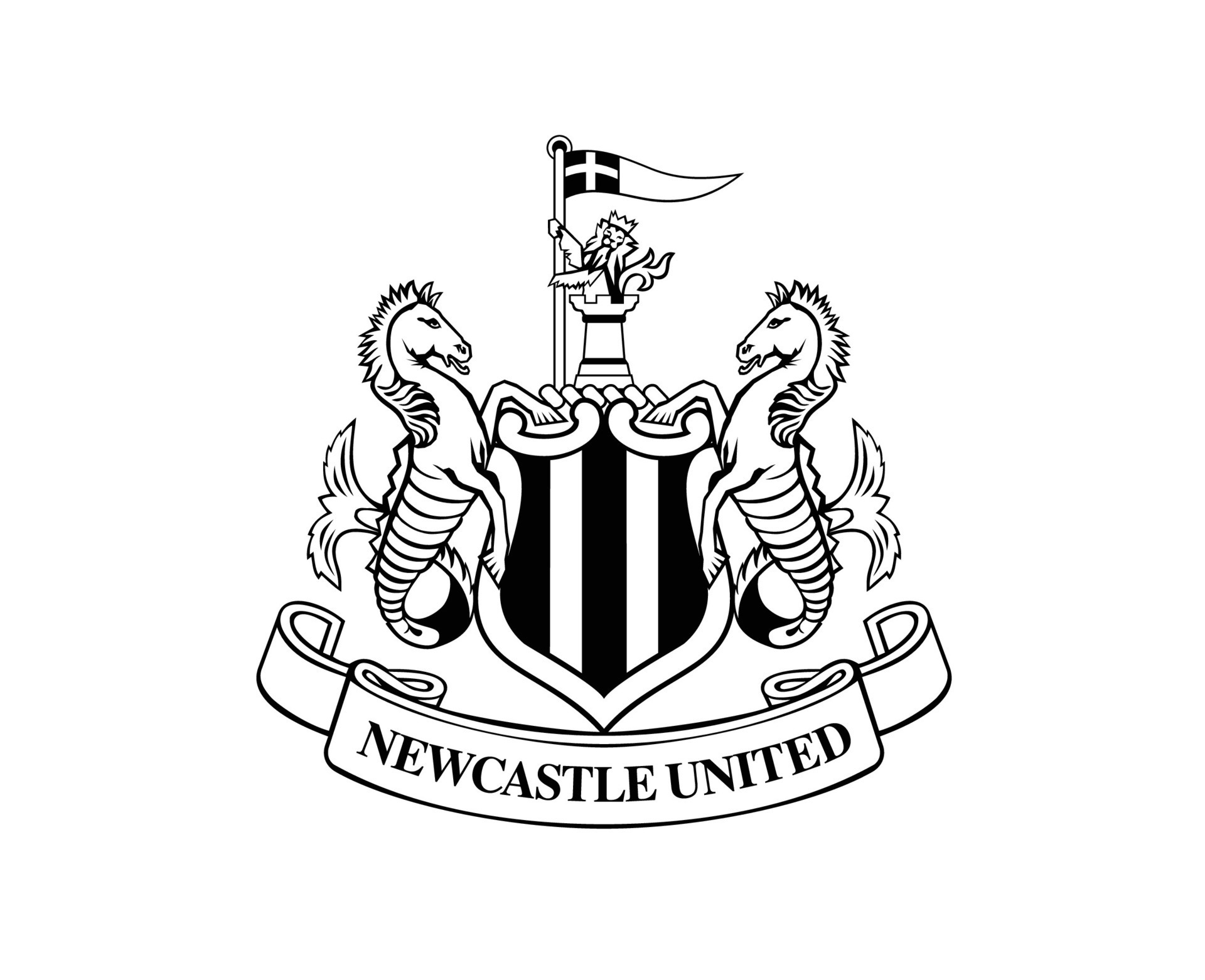 Newcastle United Club Logo Black And White Symbol Premier League