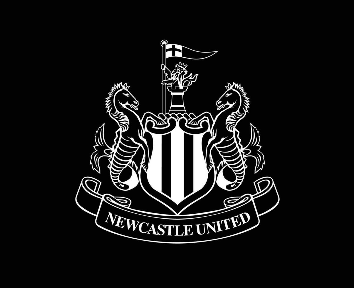 Newcastle unido club logo blanco símbolo primer ministro liga fútbol americano resumen diseño vector ilustración con negro antecedentes