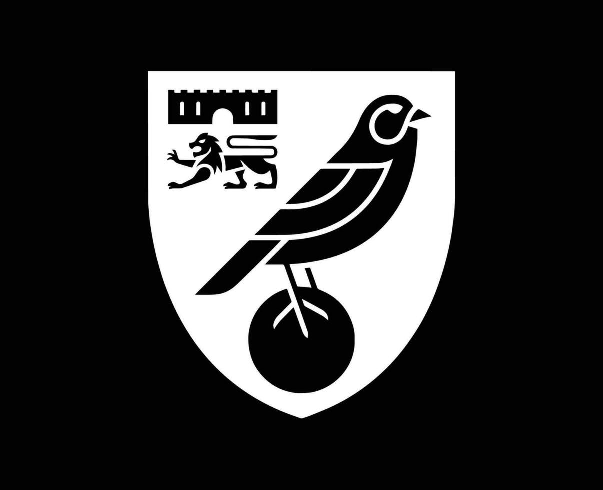 Norwich City Club Logo White Symbol Premier League Football Abstract Design Vector Illustration With Black Background