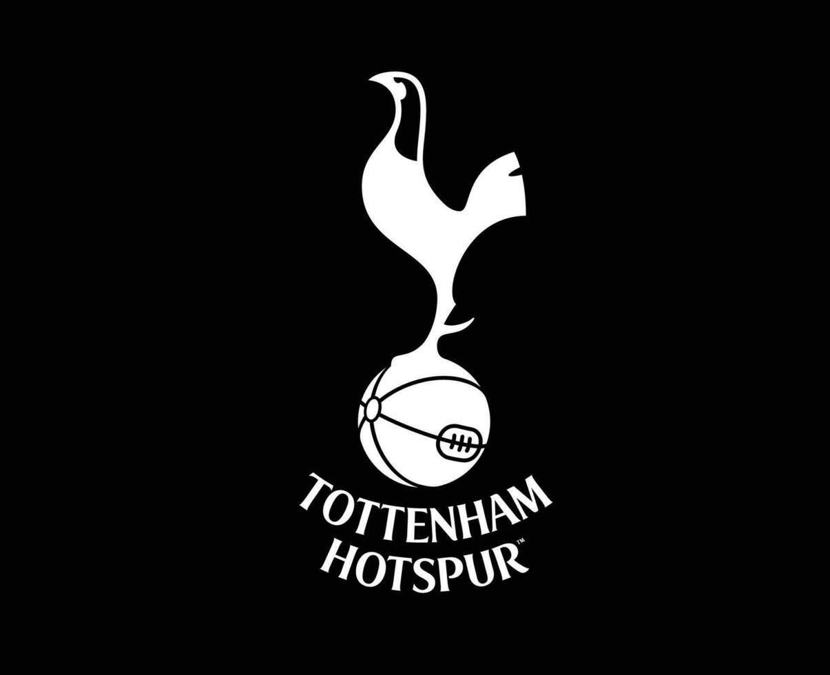 Tottenham Hotspur Club Logo White Symbol Premier League Football Abstract Design Vector Illustration With Black Background
