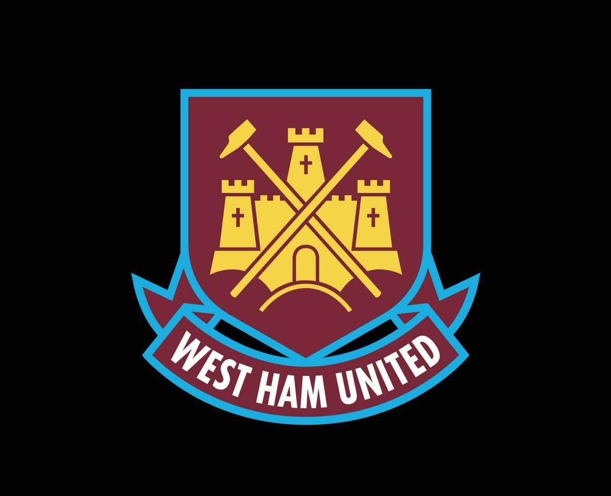 West Ham United Club Symbol Logo Premier League Football Abstract Design Vector Illustration With Black Background