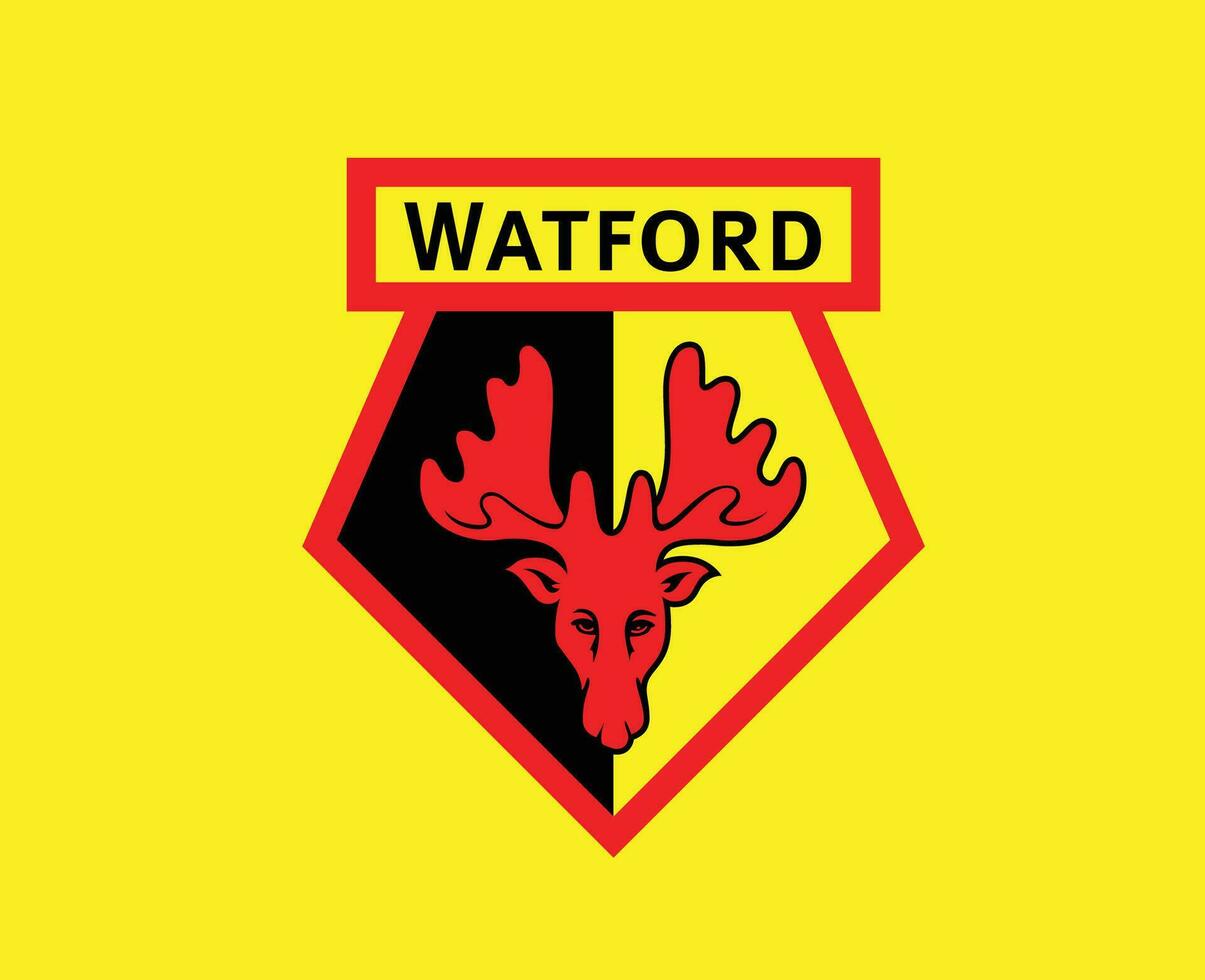 Watford Club Logo Symbol Premier League Football Abstract Design Vector Illustration With Yellow Background