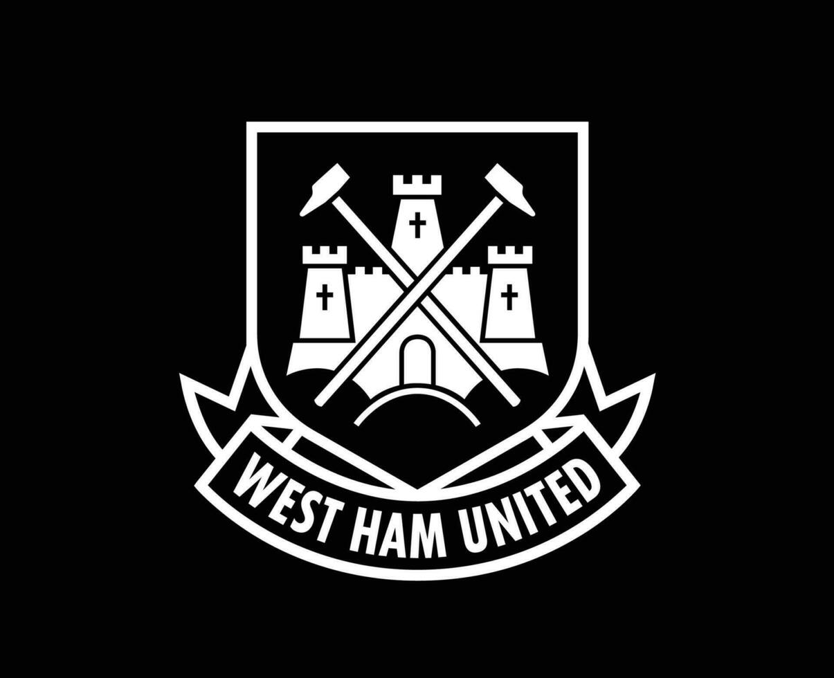 West Ham United Club Symbol White Logo Premier League Football Abstract Design Vector Illustration With Black Background