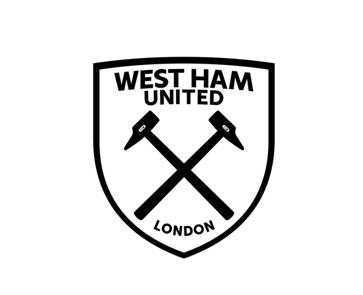 West Ham United Club Logo Black Symbol Premier League Football Abstract Design Vector Illustration