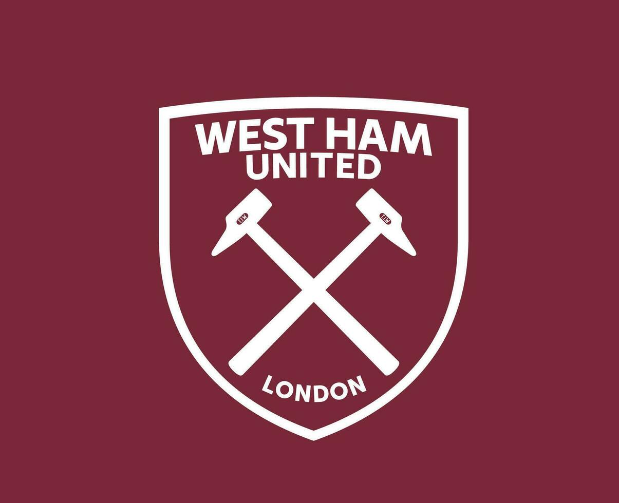 West Ham United Club Logo White Symbol Premier League Football Abstract Design Vector Illustration With Maroon Background