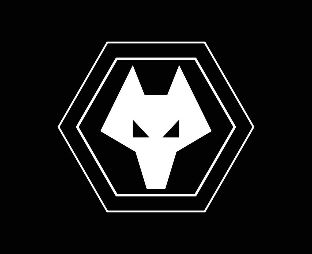 Wolverhampton Wanderers Club Logo Symbol White Premier League Football Abstract Design Vector Illustration With Black Background