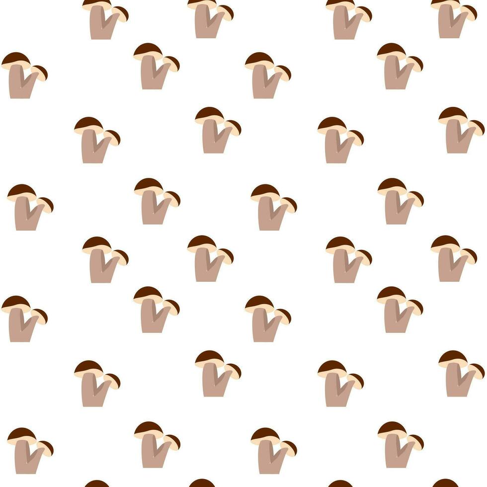 Seamless pattern with mushrooms. Black icon of mushrooms on white background. Isolated symbol mushroom in flat style. Design for print on fabric, wrapping paper, packing, wallpaper vector