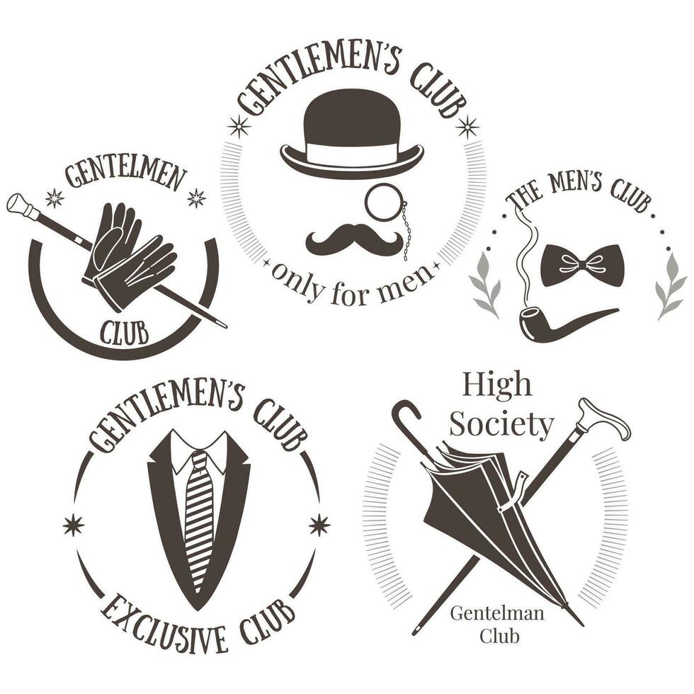 Set of gentlemen's club emblems. Men's club vector logo design template.