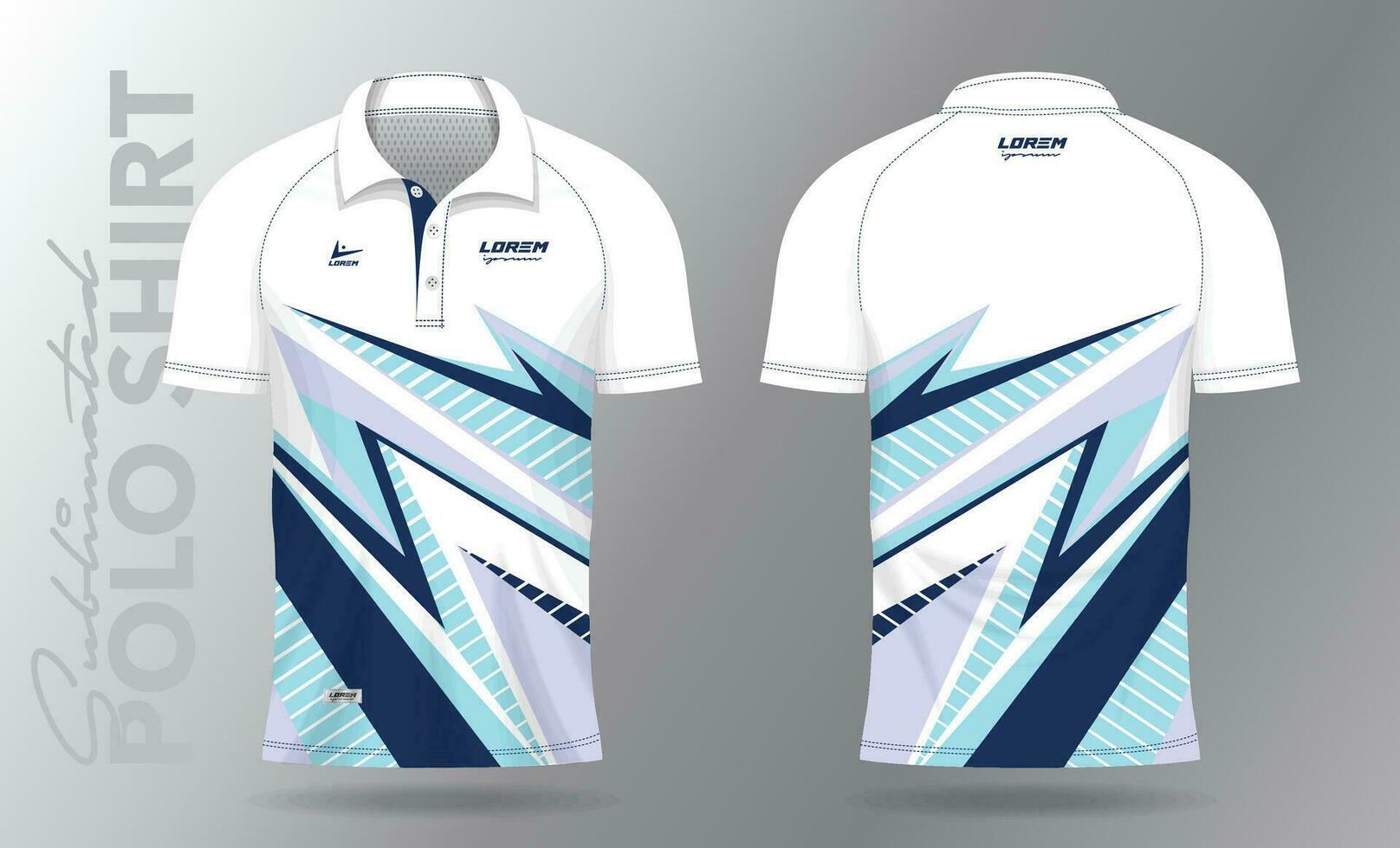 Sublimation blue Polo Shirt mockup template design for badminton jersey, tennis, soccer, football or sport uniform vector