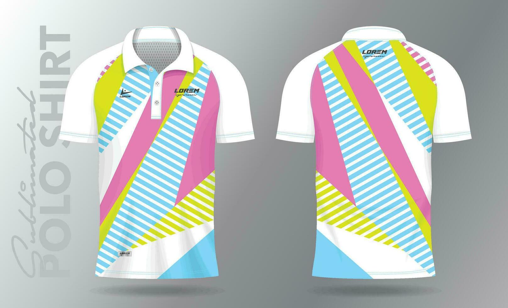 Sublimation Polo Shirt mockup template design for badminton jersey, tennis, soccer, football or sport uniform vector