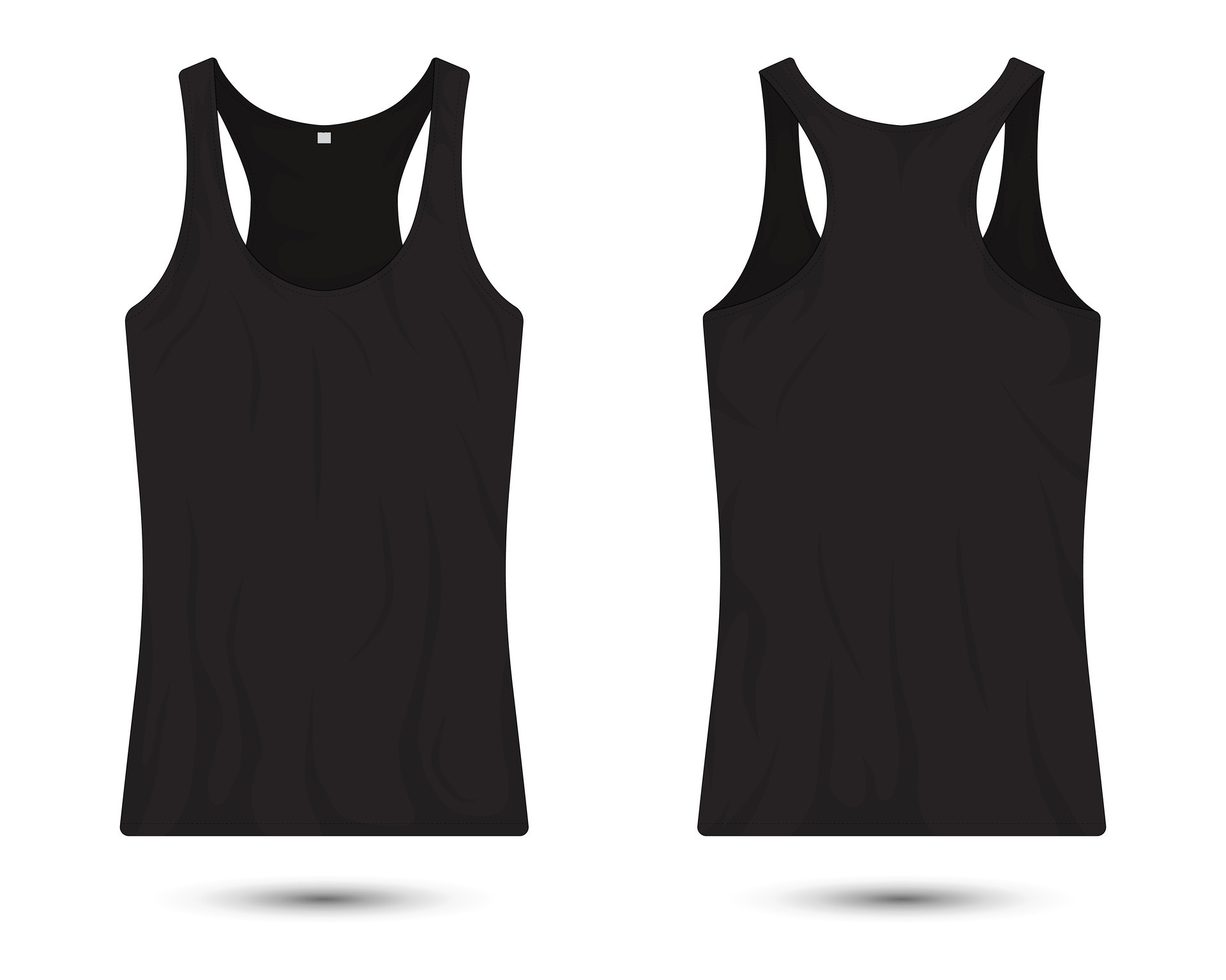 black tank top shirt mockup front and back view 26135945 Vector Art at ...