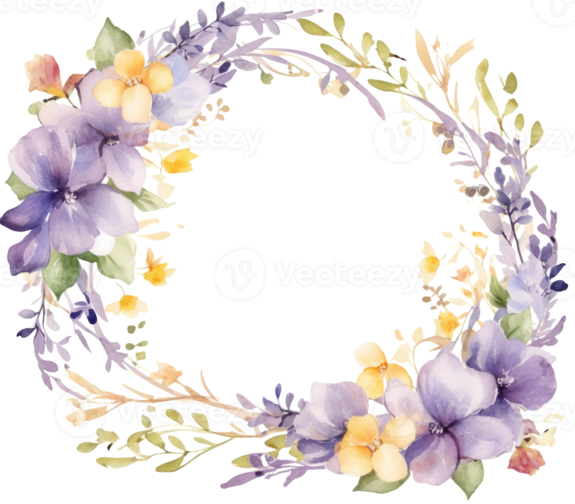 Watercolor floral frame. Illustration png