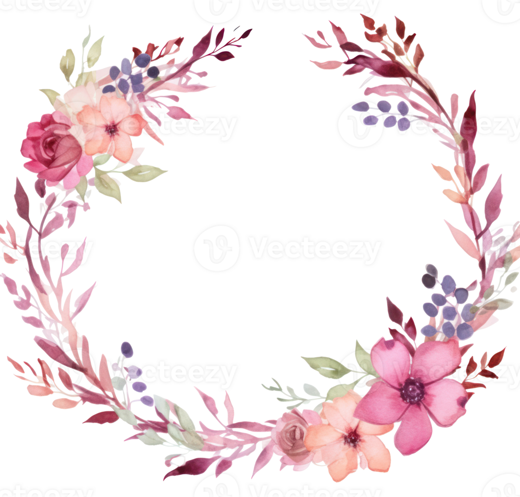 Watercolor floral frame. Illustration png