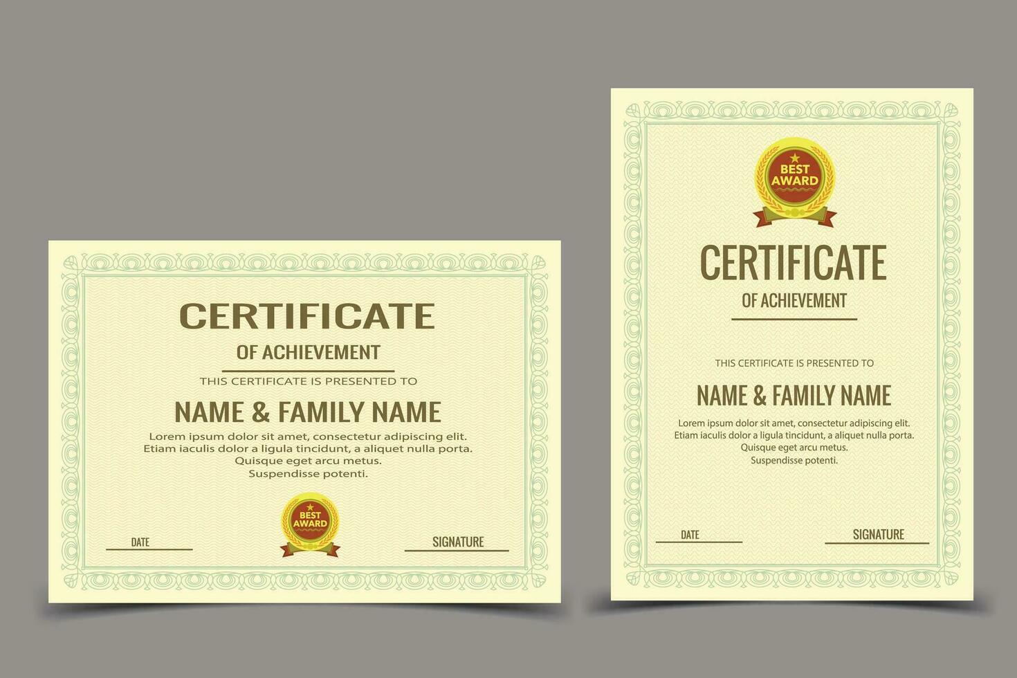 Certificate, Award template design for Print vector