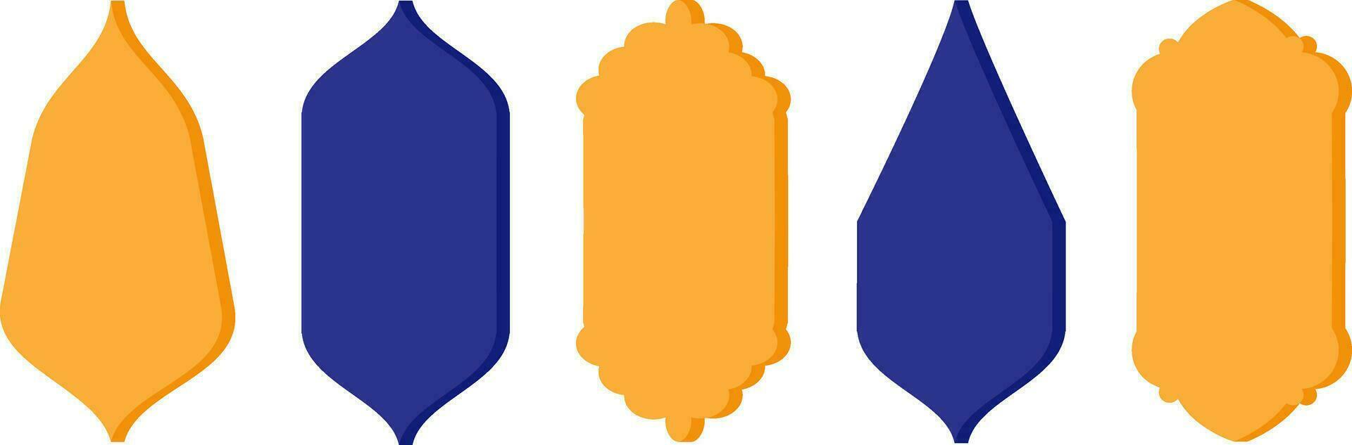Set of colored and white silhouettes of Islamic windows.Arab frame set.Ramadan kareem simbol icon. vector