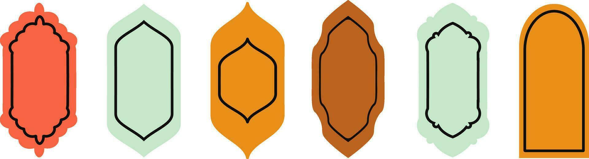 conjunto de de colores y blanco siluetas de islámico ventanas.arabe marco conjunto.ramadan kareem simbol icono. vector