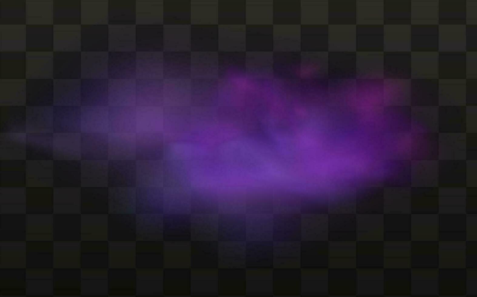 Realistic scary mystical fog in night Halloween. Purple poisonous gas, dust and smoke effect on transparent dark background.Vector illustration. vector