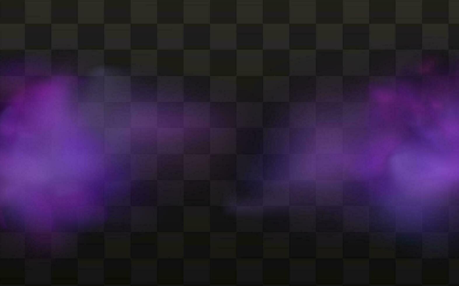 Realistic scary mystical fog in night Halloween. Purple poisonous gas, dust and smoke effect on transparent dark background.Vector illustration. vector