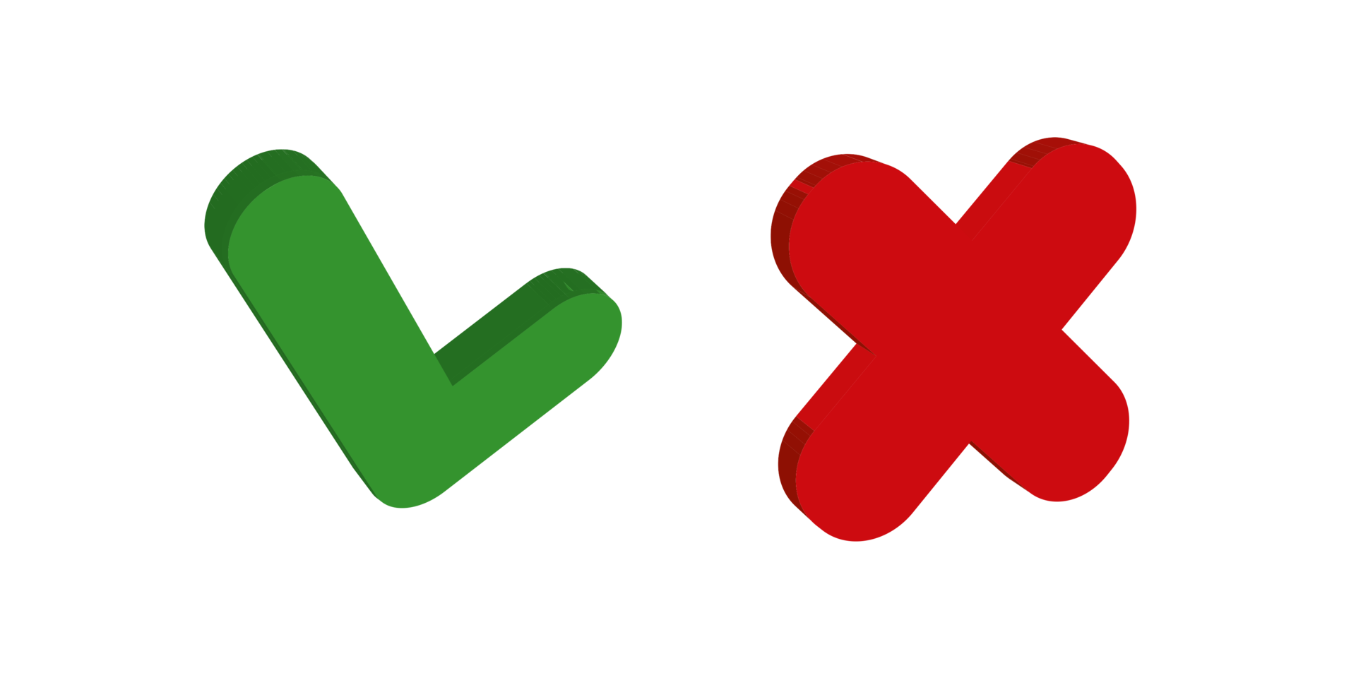 3d rendering green and red check mark png